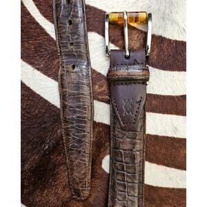 Martin Dingman Alligator Grain Italian Calfskin Leather Belt Sz 40 Handmade USA